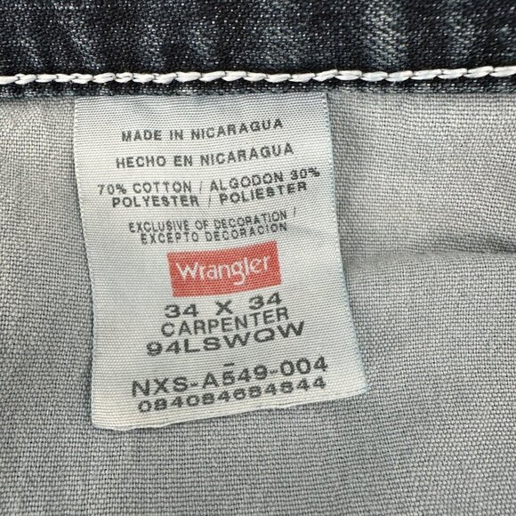 Wrangler Mens Loose Fit Durable Denim Blue Carpenter Jeans Size 34x34 - Picture 6 of 8